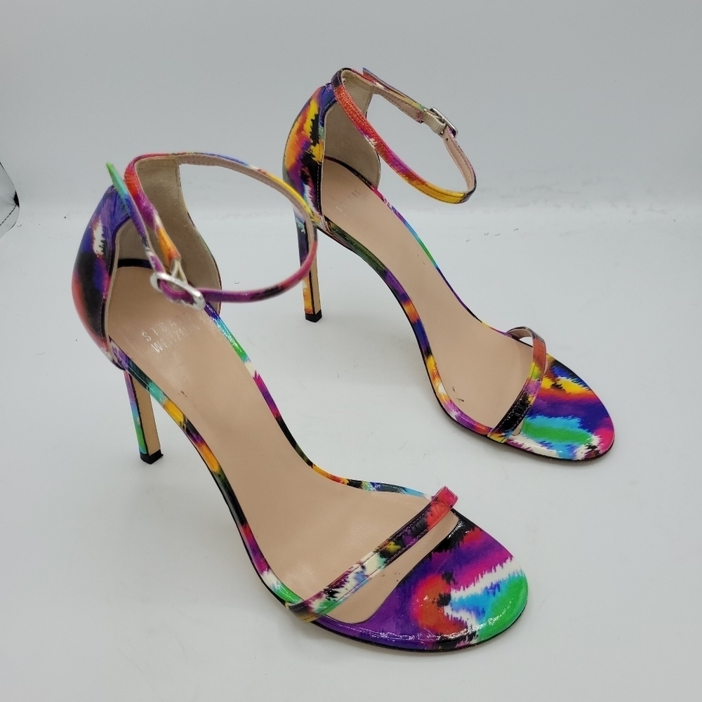 Stuart Weitzman Strappy Multi Color High Heels Size 8.5 M - Picture 3 of 14